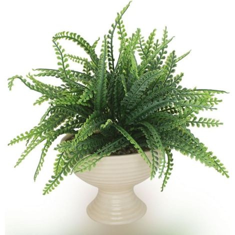 TrAdE Shop Traesio - Vaso Ceramica Bianco Con Pianta Artificiale Felce Di Boston 25cm Decorazione Casa 164407 - (1/2)