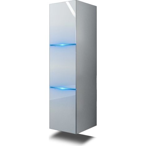 Hängender Badezimmerschrank, Kollektion RAVEN, in Mattweiß und Glanzweiß, ideal für ein Designer-Badezimmer.
