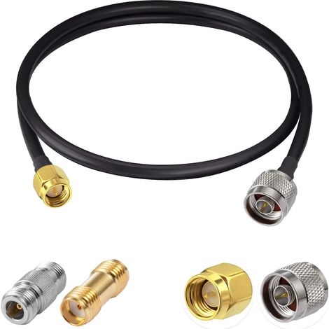 1 Câble Coaxial N Mâle Vers SMA Mâle RG58, 2 Adaptateurs 50 Ohms, Pour Antenne 3G 4G 5G GPS