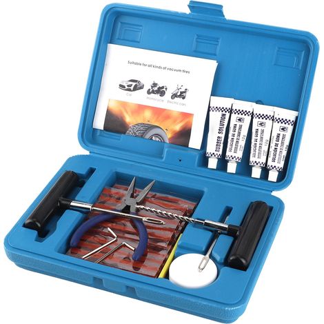 Kit de réparation de pneus 58 pièces pour auto, moto et vélo électrique - Outillage professionnel de crevaison (1/5)