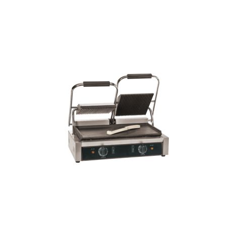 GRILL PANINI DOUBLE DESSUS RAINURE DESSOUS LISSE