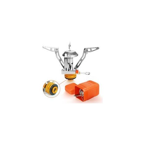 Réchaud de camping à gaz, réchaud à gaz de camping coupe-vent, réchaud pliable portable 3000 W avec bouton d'allumage, mini brûleur à gaz pour camping (1/4)