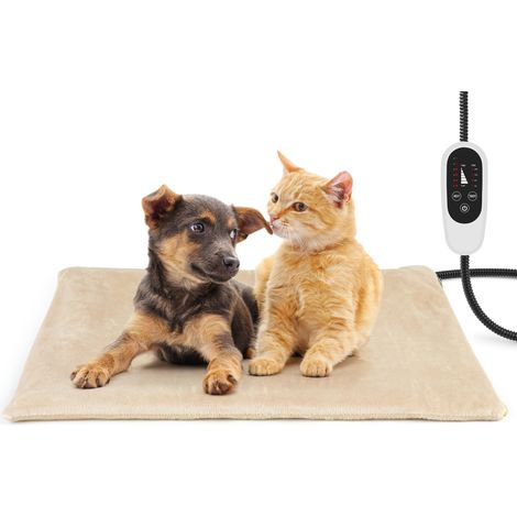 Coussin Chauffant Chat Chien, Température Réglable, 70 x 40 cm, Kaki 6 Niveaux de Température, Minuterie Réglable, Câble Anti-Morsure, Animaux Moyens jusqu'à 14 kg, 75W Max, Intérieur (1/5)