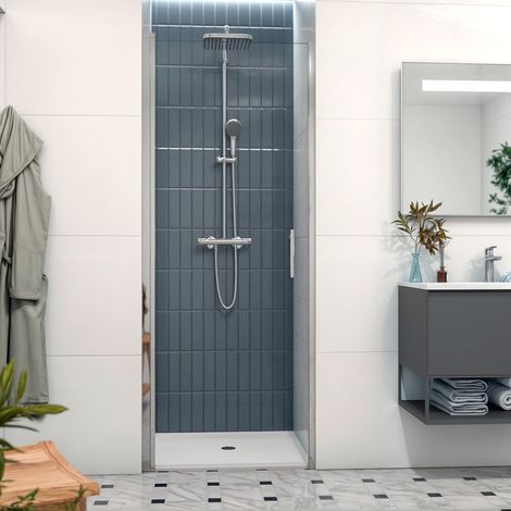Swiss Aqua Technologies Porta doccia battente anticalcare Fusion 80x195cm con profilo cromato lucido (SATFUD80NIKA-SET)