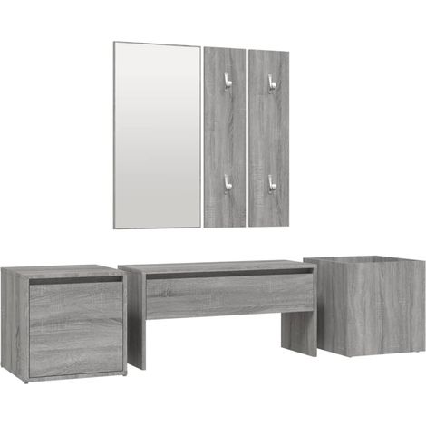 Maison Exclusive - Set di Mobili da Corridoio Grigio Sonoma in Legno Multistrato