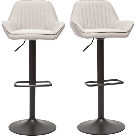 Sgabelli da bar regolabili in tessuto beige e metallo nero (set di 2) RONNIE