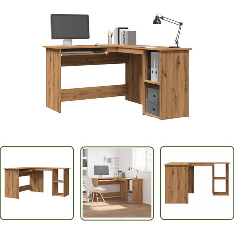 vidaXL Bureau d'angle chêne artisanal 120x140x75 cm bois d'ingénierie (1/5)