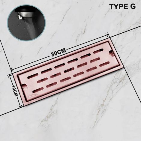 (30x10CM Type G)Floor Drain Brushed Rose Gold Anti-Odor Valve Cover Shower Trap Drains for Kitchen Bathroom Laundry Room Bathroom Accessories (1/4)