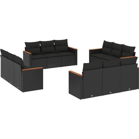 Maison Exclusive - 12-tlg. Garten-Sofagarnitur mit Kissen Schwarz