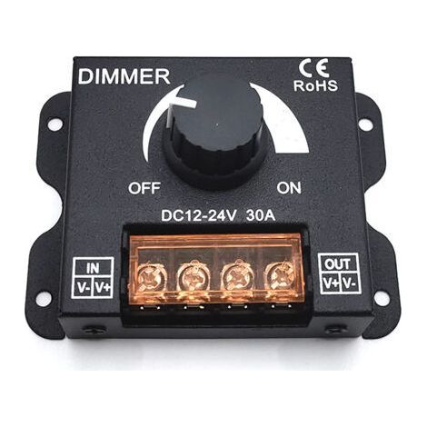 FENOPLASTICADimmer 12 V 24 V 30 A Contrôleur de régulateur d'une seule couleur LED pour lampe ruban de lumière bande LED Contrôle d'éclairage Luminosité noire (1/5)