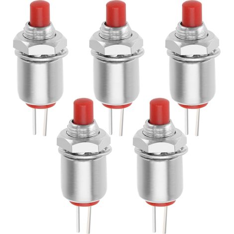 5pcs 2 Pin Momentary Button Microminiature DS-402 Mini Push Button Switch Micro Momentary Switch Non-Latching Off-(On) SPST 125V 1A 5mm, Red (1/5)