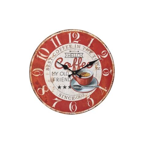 HORLOGE MURALE VINTAGE CADRAN ROUGE
