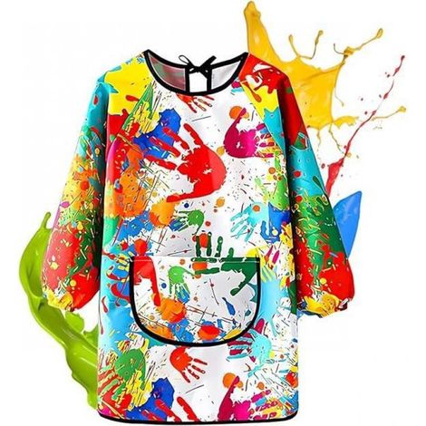Tablier Enfant - Polyester Imperméable - Poche Avant Grande Capacité - Pour Peinture Dessin Cuisine Bricolage - Taille 6-8 Ans (1/3)