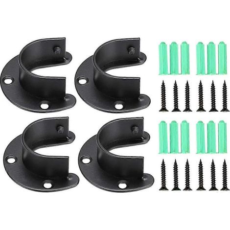 supports de tringle à vêtements avec vis, fixations en forme de U, embouts pour tringles de 32 mm (1/5)