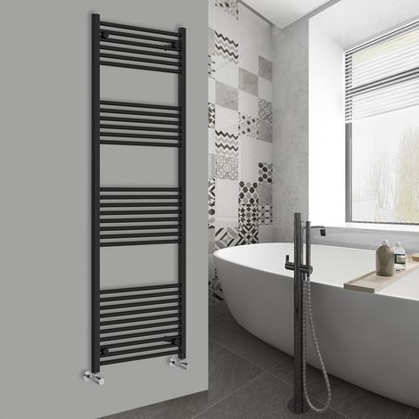 WarmeHaus Straight Black Bathroom Ladder Radiator 1800x600mm (1/5)