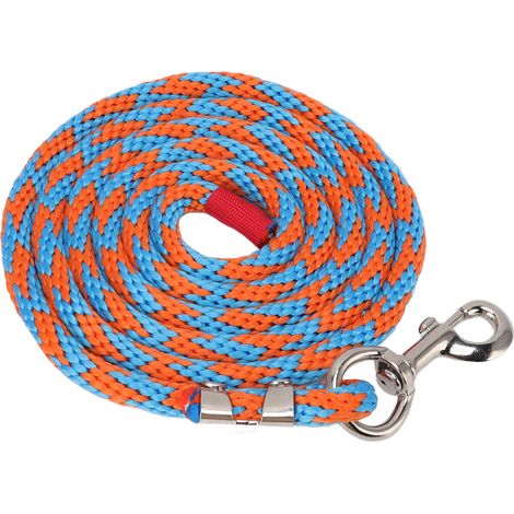 Longe en nylon anti-friction et résistante à la traction, avec grand crochet épais, pour chevaux et animaux de compagnie, 3,5 m (11,5 pi), bleu et orange. (1/5)