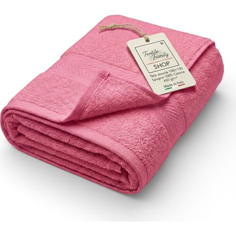 Telo Doccia Fuxia 100x150 in Spugna 100% Cotone 450 g/m² Made in Italy (1/5)