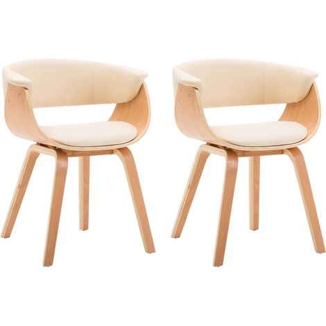 Maison Exclusive - Sedie da Pranzo 2 pz in Legno Curvato e Similpelle Crema