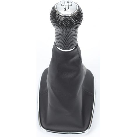 Custom-made gearshift lever for Volkswagen Golf 4, dust cap, integrated lever, high-quality replacement part with red stitching, silver cap and small holes 6-speed gearshift lever, one set.--DTEKGAZ (1/4)