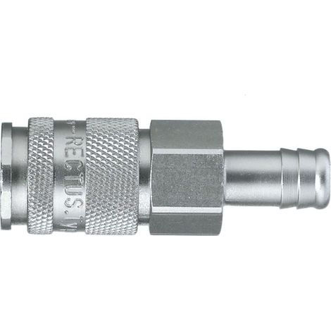 Raccord rapide pneumatique Legris, Tuyau cannelé vers Femelle, Mâle 27mm Européen, Profil rectus en Laiton nickelé ( Prix pour 1 )