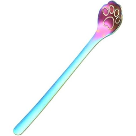 Cuillère à café en forme de patte de chat - Cuillères à mélanger de cuisine en forme de griffe de chat, cuillère à thé multifonctionnelle et portable, cuillères à dessert antirouille pour la crème gla (1/5)