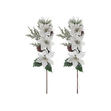 2 tiges de fleurs de Noël, décorations florales de Noël, pics à fleurs de Noël (comme illustré 1) (1/2)