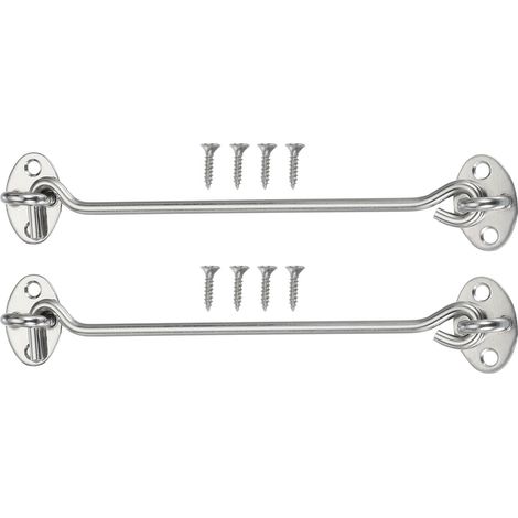2 Ensembles 8 Inch Crochet Et Crémone Pour Portes Argent (1/5)