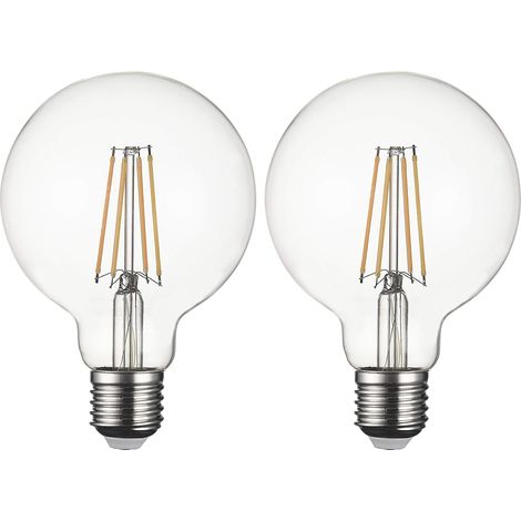Ampoule LED E27 G95 à filament, sans scintillement à vis Edison 40W 850 lm jaune chaud 2200 K, non variable - Lot de 2 [Classe énergétique A+] [Classe énergétique F] (1/4)