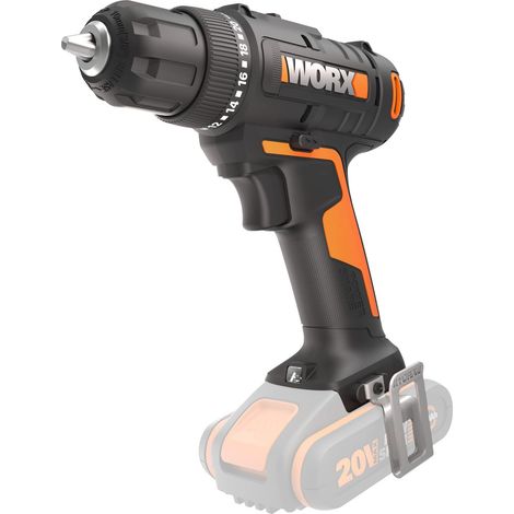 WORX WX100.9 Trapano avvitatore a batteria 20 V – Potente avvitatore a batteria per forare e avvitare – 20 + 1 livello di coppia fino a 30 Nm – Velocità variabile – Luce LED – Senza batteria e (1/4)