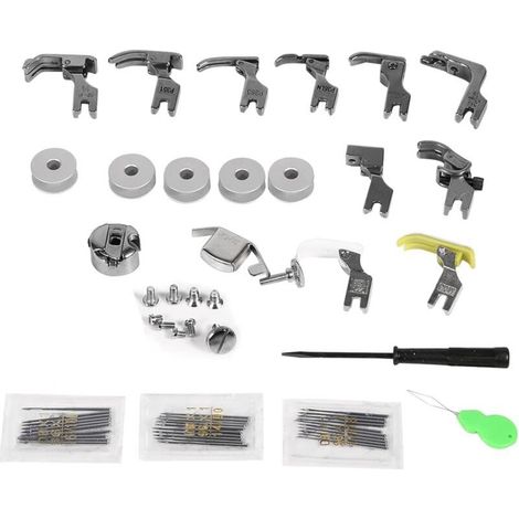 17 Ensembles Pied Presseur de Machine à Coudre Industrielle Plates, Pièces Détachées Universelles pour Machines à Coudre Pieds-de-biche Professionnel pour (1/4)