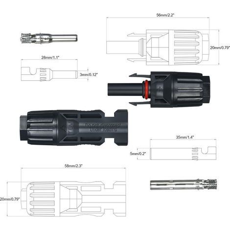 Odipie – Lot de 10 paires de connecteurs MC4 pour panneaux solaires – Résistance UV et étanchéité IP67 – Assemblage rapide sans clé (1/4)
