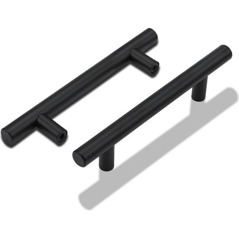 Tiradores negros para armarios de cocina de 128 mm en forma de T, de acero inoxidable, 10 unidades, modelo LS201BK128 (1/5)