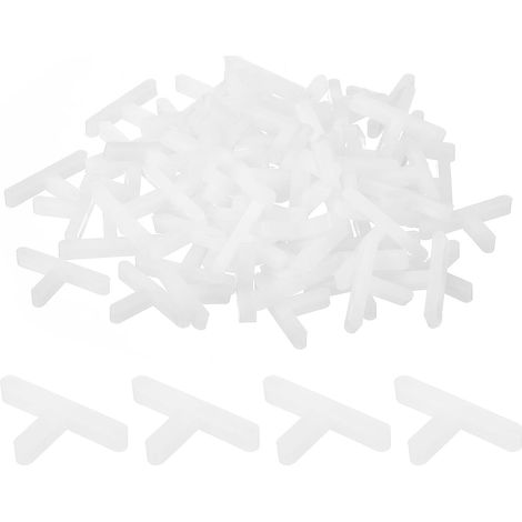 200 Pieces Plastic T-Shape Wedges for Wall and Floor Tiles Laying Tools 1.5mm Spacing 1/16 Inch White (1/5)