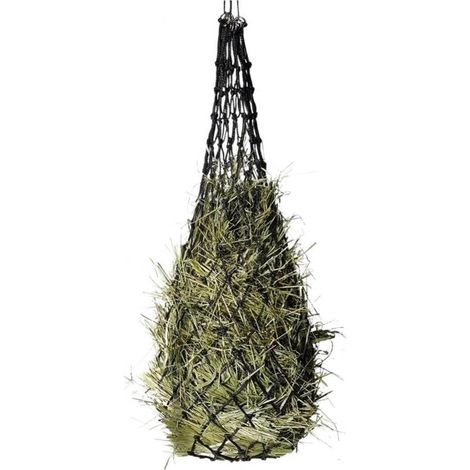 Filet à foin pour chevaux - Filet à foin pour chevaux - Slowfeeder chevaux - Hay Slowfeeder - Sac à foin suspendu pour chevaux - Trou de 2 x 2 pouces - noir - Corde tressée en PP à haute résistance (1/5)