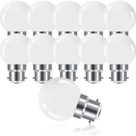 Ampoule LED à Baïonnette B22 3W,Ampoule Mini Globe Golfball B22 G45,Blanc Chaud 3000K,280LM,Non Dimmable,Lot de 10 [Classe énergétique G] (1/5)