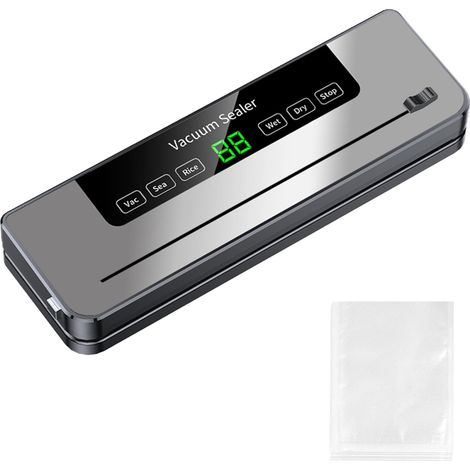 Machine sous vide compacte et rapide pour la conservation des aliments. Modes de mise sous vide pour aliments secs et humides. Coupe-aliments intégré. Nettoyage et rangement faciles.