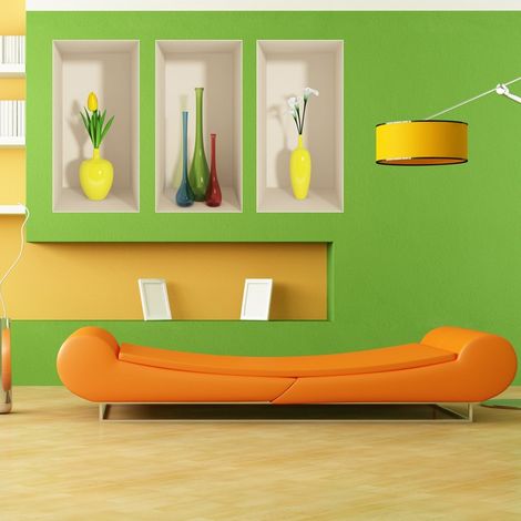 Sticker effet 3D fleurs - vases jaunes 80 x 120 cm (1/4)