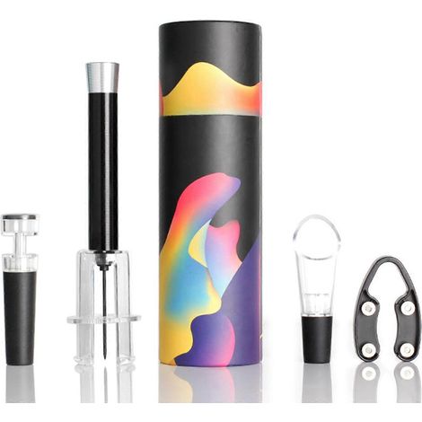 Coffret tire-bouchon à pompe à air portable avec aérateur et verseur - Cadeau (1/5)