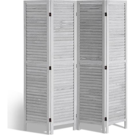 VEVOR Cloison de separation en bois, separateur de piece pliable a 4 panneaux, paravent de confidentialite a volet 170 cm de haut, pour maison, interieur, bureau, restaurant, chambre a coucher, blanc (1/5)