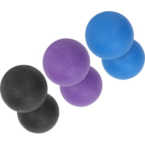 Ballon de massage corporel en silicone pour yoga et récupération musculaire - Lot de balles de fascia (Noir, Violet, Bleu) (1/5)