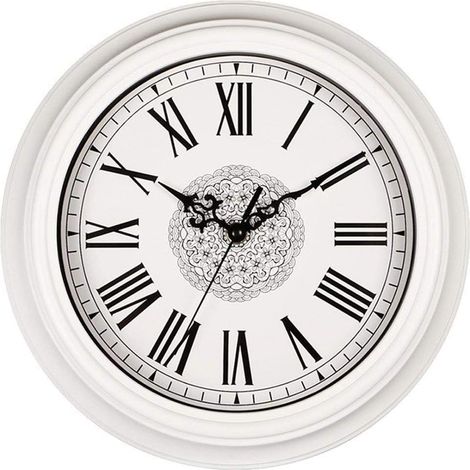 GROOFOO Horloge murale 30cm Chiffres romains Horloge de cuisine avec grand cadran Style européen classique blanc (1/4)