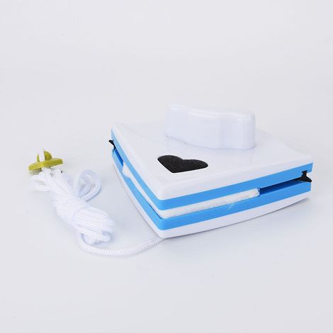 Nettoyant pour vitres double face, raclette à vitres magnétique double face, outil de nettoyage de vitres (bleu) (1/5)