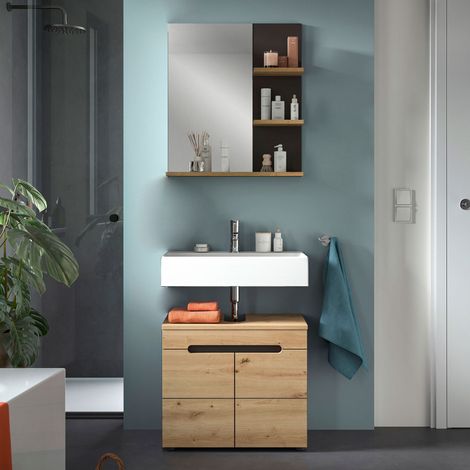 Ensemble salle de bain de 2 éléments décor naturel - KANUT (1/5)