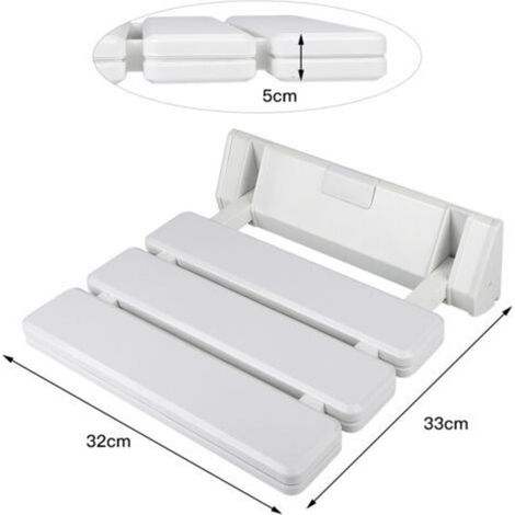 Siège Rabattable pour Douche Mural Capacité de Charge 130 kg Siège de Douche Repliable Tabouret Pliant pour Salle de Bain Tabouret Mural Rabattable Blanc