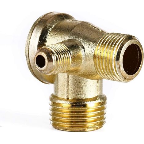 Samfox Clapet Anti Retour Compresseur, Clapet Anti Retour de Compresseur D'air à 3 Voies Mâle Unidirectionnel Clapet Anti Retour Pneumatique Central pour Raccord Fileté 3/8" x 3/8" x 1/2" (1/5)