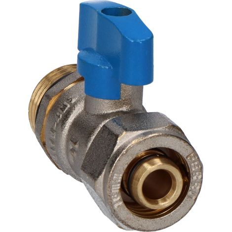 VÁLVULA DE BOLA PARA TUBERÍAS MULTICAPA 16X2MM, ROSCADA, MANGO AZUL, 1-2", F-COMFORT (1/3)