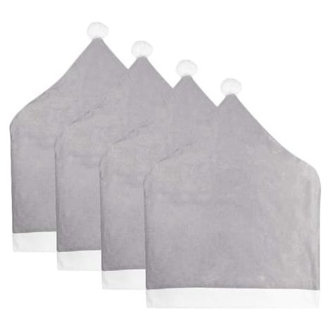 Lot de 4 protège-dossiers de chaise de salle à manger gris à l'effigie du Père Noël (1/4)