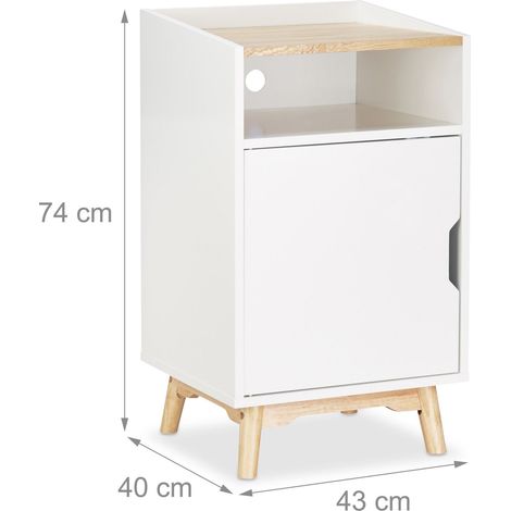 Mesita de noche con puerta blanca y madera 130002702 (1/2)