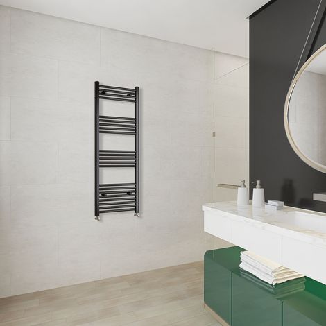 Acezanble 1400x400mm(HxW)Matt Black Straight Central Heating Towel Rail Heating Radiator (1/5)