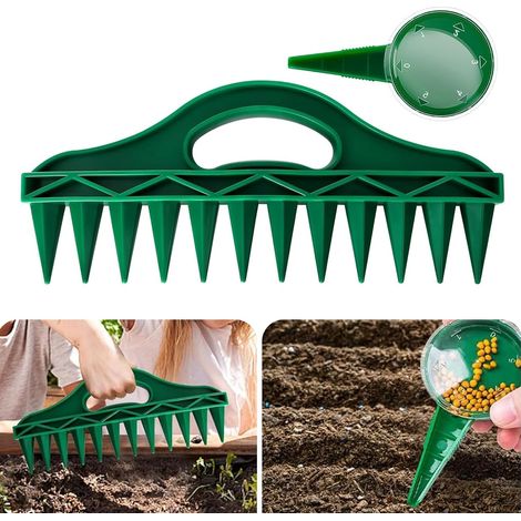 Kit semis à semences, 12 trous, aide à la plantation avec outil de semis portable et réglable, aide à semer pour planter des légumes et des fleurs de jardin (1/5)